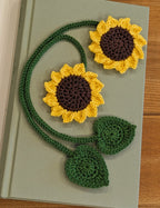 Sonnenblumen Lesezeichen gehäkelt 100% Baumwolle handgefertigt Buch bis 22 cm