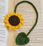 Sonnenblumen Lesezeichen gehäkelt 100% Baumwolle handgefertigt Buch bis 22 cm