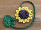 Sonnenblumen Lesezeichen gehäkelt 100% Baumwolle handgefertigt Buch bis 22 cm