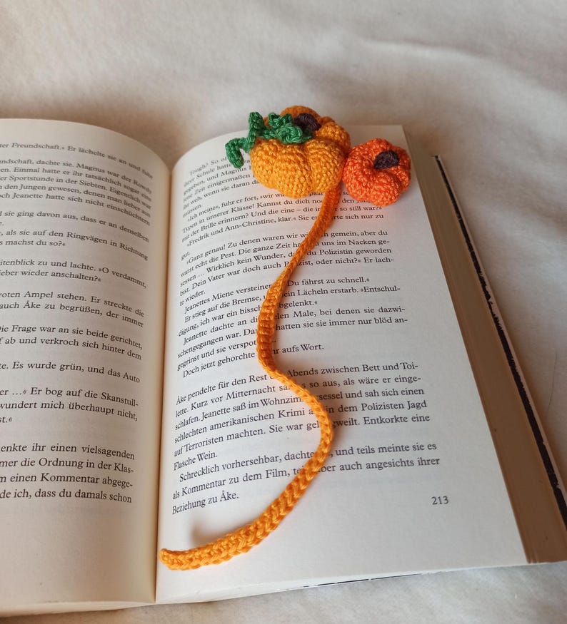 Gehäkeltes Kürbis Lesezeichen 3D Herbstdeko Buch Figur Halloween Cottagecore