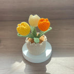 Gehäkelter Tulpen-Blumentopf, Handarbeit, Rosa, Lila, Orange oder Blau, Deko-Geschenk