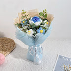 Handgehäkelter Rosenstrauß mit Blumenarrangement, Deko für Zuhause, Geburtstagsgeschenk, 13,7 cm hoch
