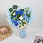 Handgehäkelter Rosenstrauß mit Blumenarrangement, Deko für Zuhause, Geburtstagsgeschenk, 13,7 cm hoch