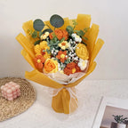 Handgehäkelter Rosenstrauß mit Blumenarrangement, Deko für Zuhause, Geburtstagsgeschenk, 13,7 cm hoch