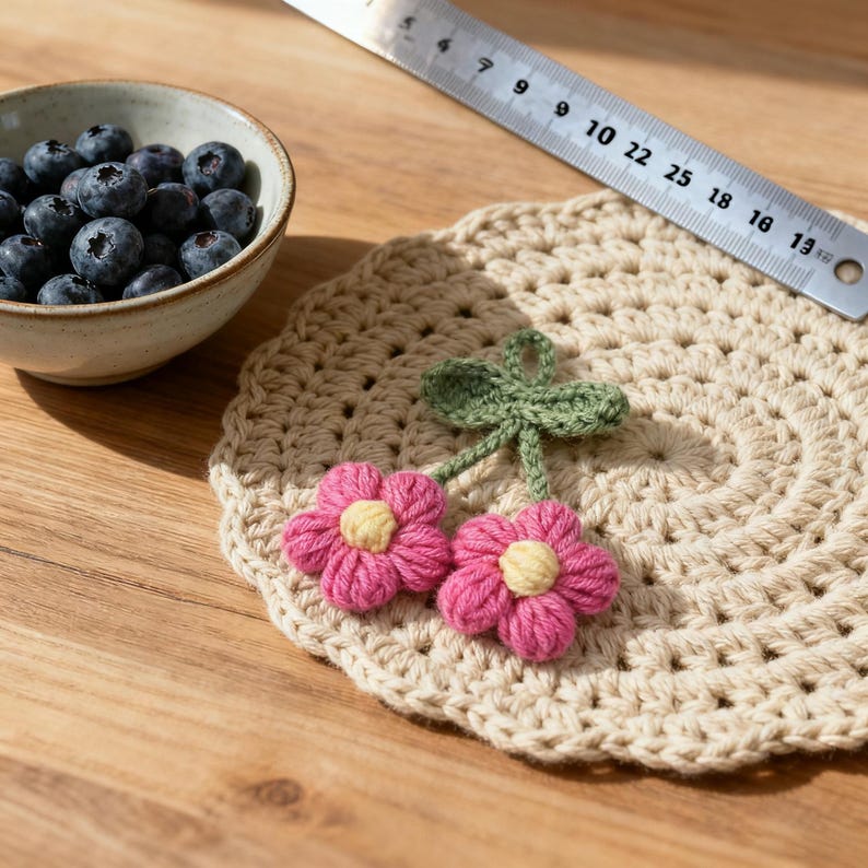 Mehrfarbige Häkelblumen-Applikationen 3D-Blumenverzierungen DIY-Nähset Scrapbooking