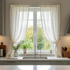 Stonewashed Leinen Küchenvorhang im Landhausstil – Bio-Leinen Badezimmervorhang