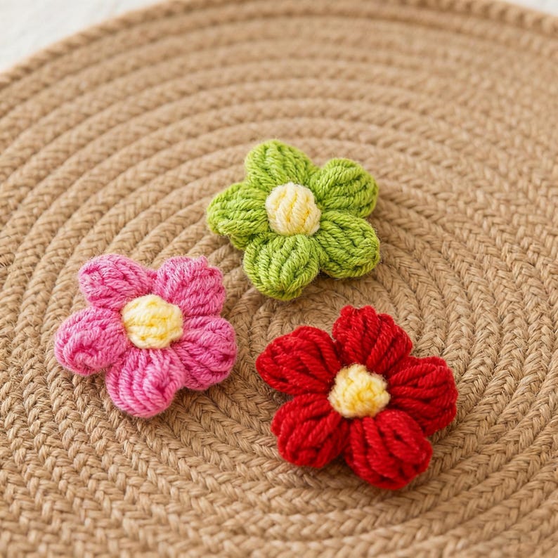 Mehrfarbige Häkelblumen-Applikationen für Decken, Rucksäcke & Schuhe, DIY-Nähmotive