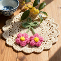 Mehrfarbige Häkelblumen-Applikationen 3D-Blumenverzierungen DIY-Nähset Scrapbooking