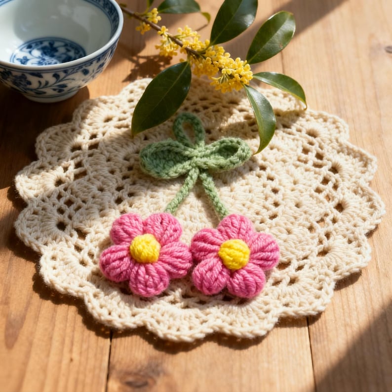 Mehrfarbige Häkelblumen-Applikationen 3D-Blumenverzierungen DIY-Nähset Scrapbooking