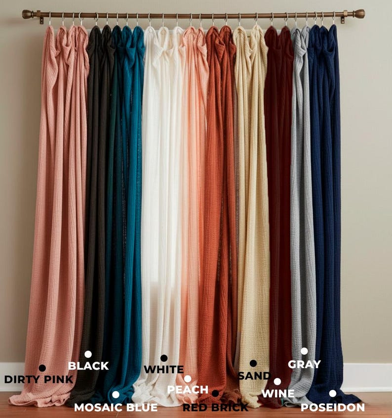 Doppel-Musselin Vorhang aus 100% Bio-Baumwolle, handgefertigt, Boho-Stil, weich und atmungsaktiv