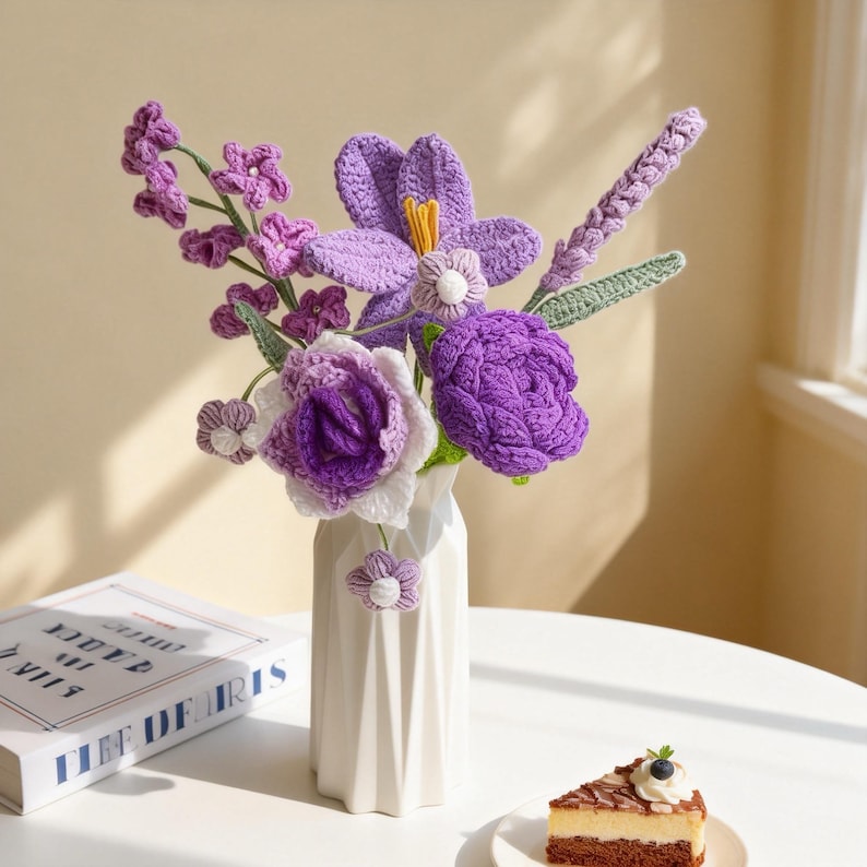 Handgefertigtes Häkelblumenarrangement Sonnenblume und Rose Schreibtischdekoration Dankeschön Lehrer Anerkennung