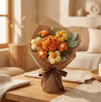 Gehäkelter Rosenstrauß, handgefertigtes Blumengeschenk, gestricktes Blumenarrangement