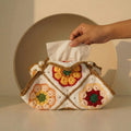 Gehäkelter Taschentuchbox-Bezug mit Oma-Quadrat-Muster, Boho-Blumen-Wohnkultur