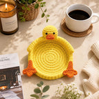 Gehäkelter Enten-Untersetzer & Schmucktablett, Handarbeit, Kaffeeuntersetzer