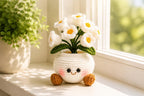 Gehäkelter Blumentopf Amigurumi Vergissmeinnicht Deko, handgefertigt, Baumwollgarn, 15-17 cm