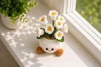 Gehäkelter Blumentopf Amigurumi Vergissmeinnicht Deko, handgefertigt, Baumwollgarn, 15-17 cm