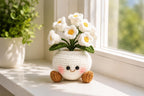 Gehäkelter Blumentopf Amigurumi Vergissmeinnicht Deko, handgefertigt, Baumwollgarn, 15-17 cm