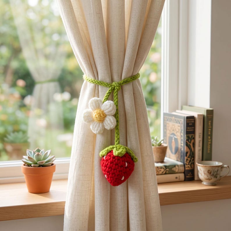 Handgehäkelte Anhänger Erdbeer Sonnenblume Kürbis Auto Rückspiegel Taschenanhänger 36cm
