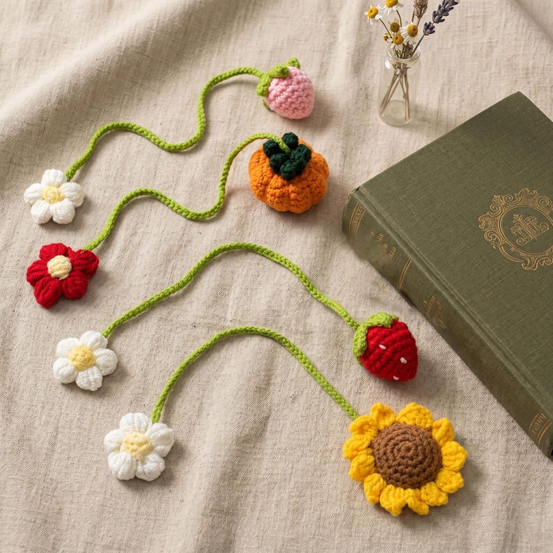 Handgehäkelte Anhänger Erdbeer Sonnenblume Kürbis Auto Rückspiegel Taschenanhänger 36cm