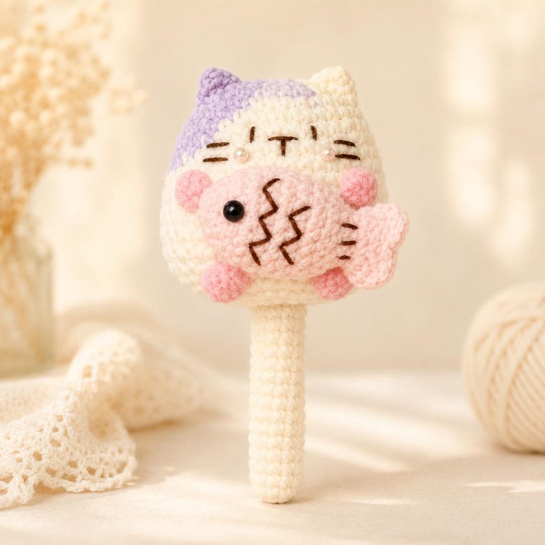 Gehäkelte Katze Schlüsselanhänger Amigurumi, dekoratives Accessoire