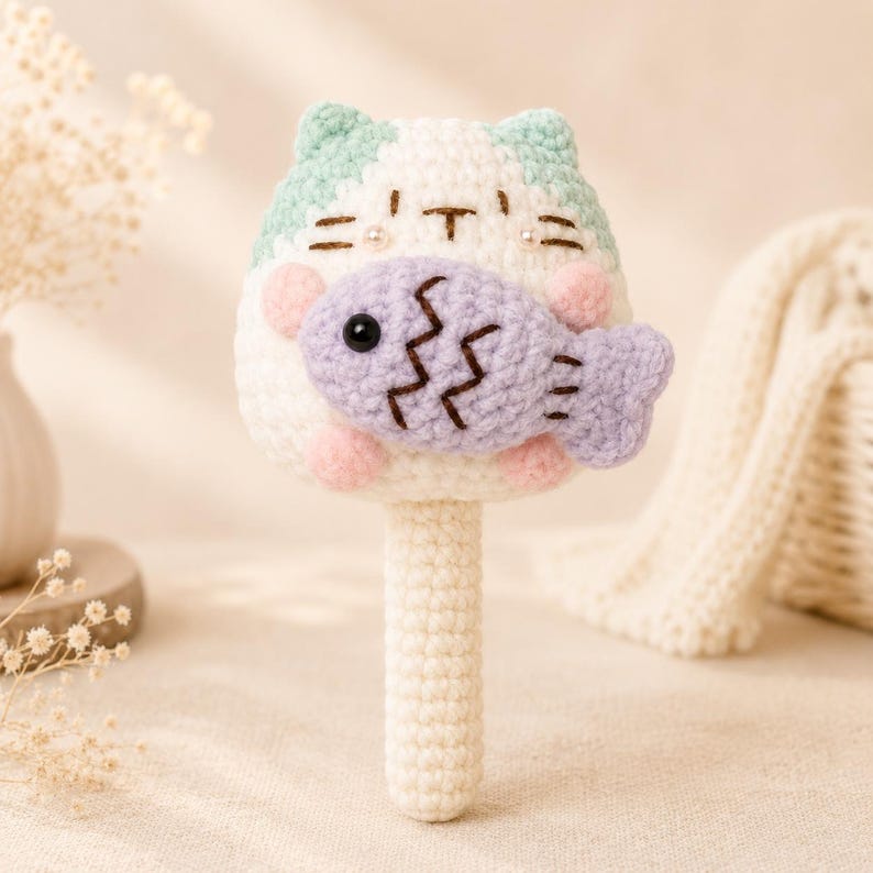 Gehäkelte Katze Schlüsselanhänger Amigurumi, dekoratives Accessoire