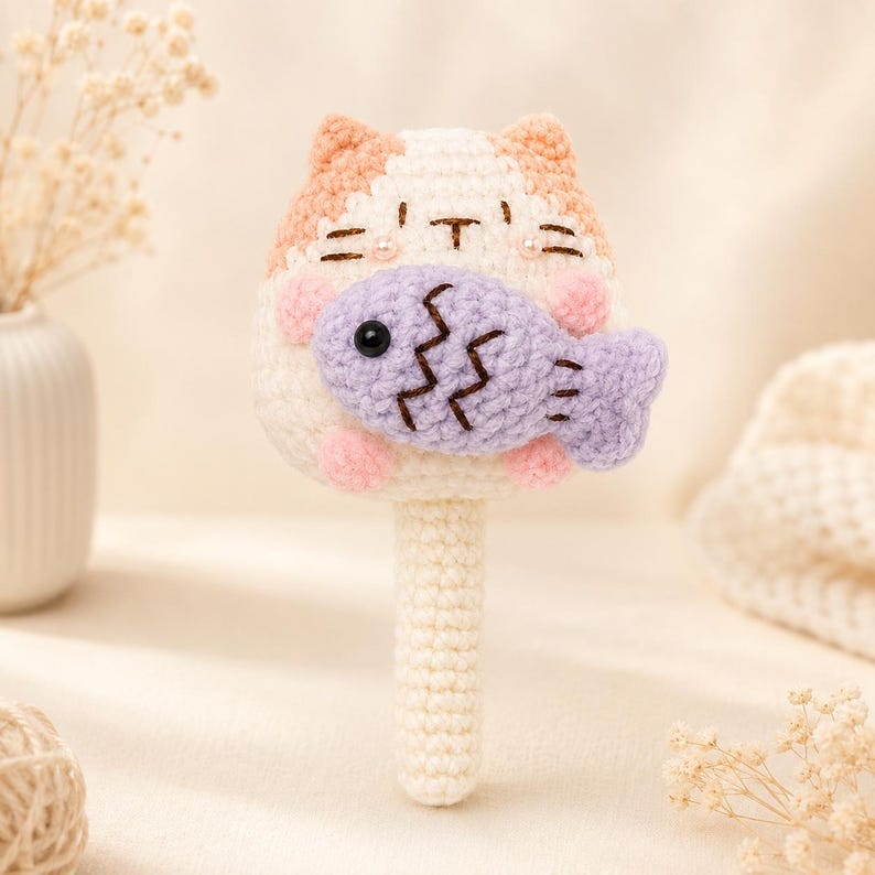 Gehäkelte Katze Schlüsselanhänger Amigurumi, dekoratives Accessoire
