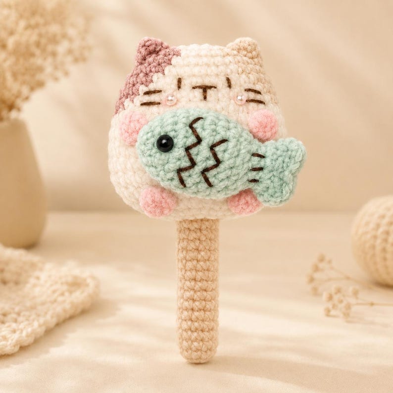 Gehäkelte Katze Schlüsselanhänger Amigurumi, dekoratives Accessoire