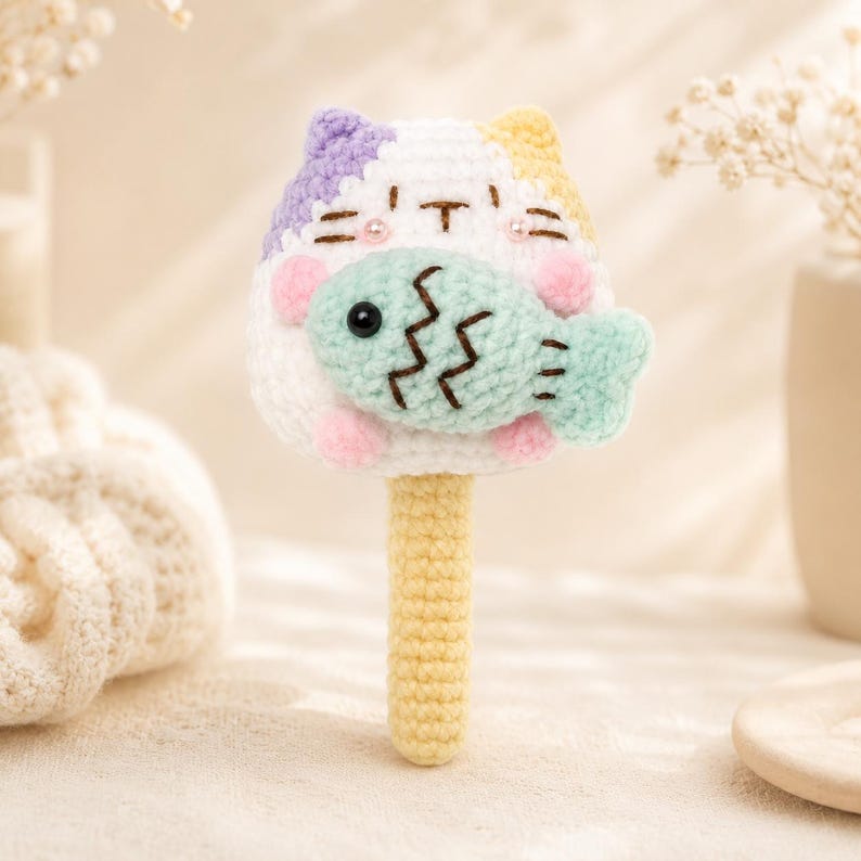 Gehäkelte Katze Schlüsselanhänger Amigurumi, dekoratives Accessoire