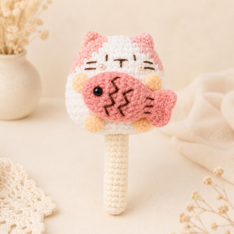 Gehäkelte Katze Schlüsselanhänger Amigurumi, dekoratives Accessoire