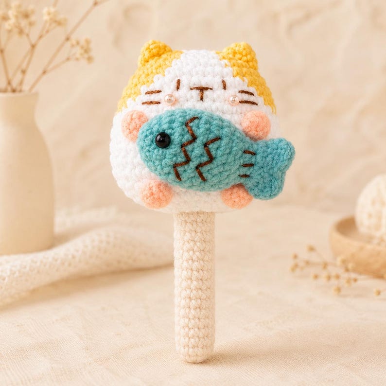 Gehäkelte Katze Schlüsselanhänger Amigurumi, dekoratives Accessoire