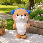 Häkel-Robbenpuppen-Set, Amigurumi-Meereswelt-Plüschtier, blaue und braune Robbe mit Accessoires, niedliche Meerestier-Deko fürs Kinderzimmer, 7-8 Zoll, Premium-Baumwollgarn