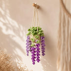 Gehäkelter Wisteria Auto-Rückspiegel Anhänger, handgemachte Blume im Topf, 15 cm, Auto-Dekoration