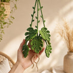 Gehäkelte Monstera Hängepflanze fürs Auto, Amigurumi Rückspiegel Anhänger, Boho Auto Deko, Geschenk für Pflanzenliebhaber