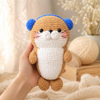 Häkel-Robbenpuppen-Set, Amigurumi-Meereswelt-Plüschtier, blaue und braune Robbe mit Accessoires, niedliche Meerestier-Deko fürs Kinderzimmer, 7-8 Zoll, Premium-Baumwollgarn