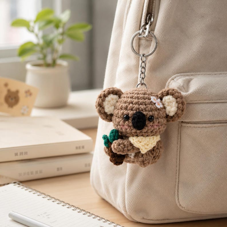 Mini Koala Schlüsselanhänger Handgehäkelt Plüsch Rucksack Anhänger 4-5cm