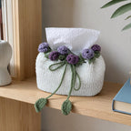 Handgehäkelte Taschentuchbox-Hülle mit Rosenblume, Blumendeko für Schlafzimmer und Wohnzimmer