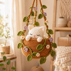 Gehäkelter Hängeblumentopf mit Katze im Calico-Stil, Wanddeko mit Katzenmotiv, handgefertigtes Geschenk für Katzenliebhaber