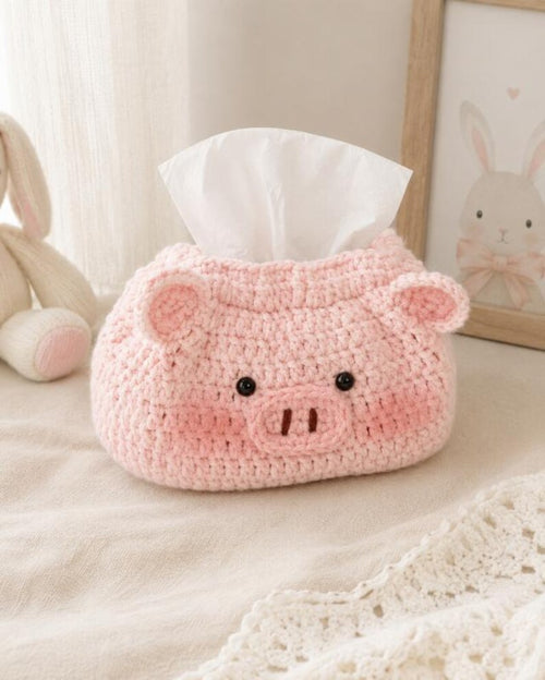 Gehäkelte Taschentuchbox-Hülle rosa Schweinchen, Tier Heimdekoration