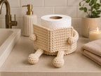 Handgehäkelter Toilettenpapierhalter mit Charaktergesicht – Badezimmer-Deko für Standardrollen