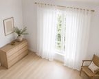 Weiße Leinen-Schleifengardinen, Verdunkelungsvorhänge, Landhaus-Wohnzimmergardine, individuelle Länge