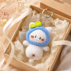 Handgehäkelter Katzen-Schlüsselanhänger Amigurumi Mini Taschenanhänger, weiches Garn, 4-6 cm, verschiedene Farben