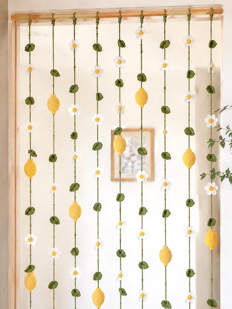 Gehäkelte Zitronengirlande Fensterdekoration 1m Cottagecore Küchen Deko Boho