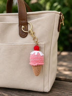 Gehäkelter Eiscreme-Schlüsselanhänger Amigurumi Eistüte Kawaii Taschenanhänger Rucksackanhänger