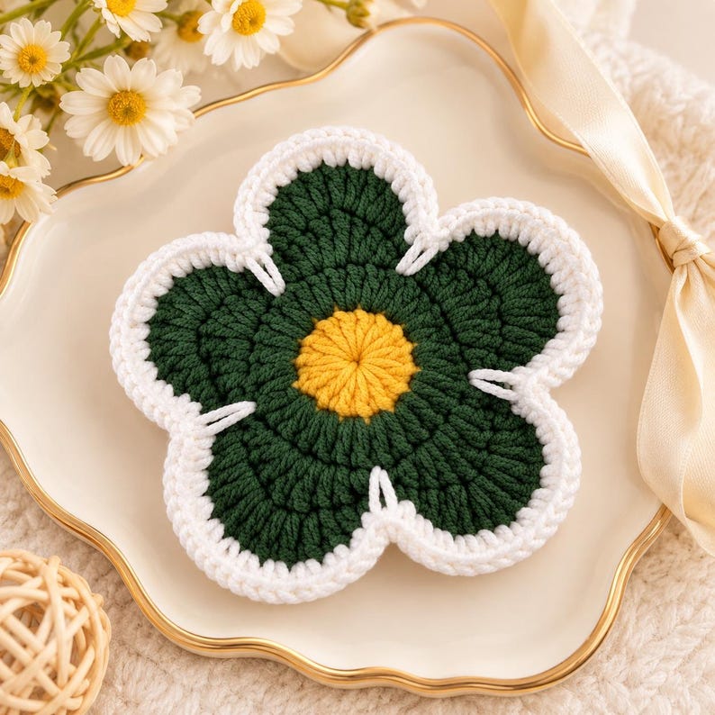Gehäkelter Blumenuntersetzer, gestrickter Tassenuntersetzer, wärmeisolierendes Platzset