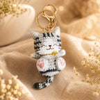 Handgehäkelter Katzen-Schlüsselanhänger, Kawaii-Katzen-Taschenanhänger für Rucksack und Tasche, 30 g