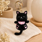 Handgehäkelter Katzen-Schlüsselanhänger, Kawaii-Katzen-Taschenanhänger für Rucksack und Tasche, 30 g