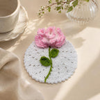Gehäkelter Blumenuntersetzer, Boho-Tassenset, florale Tischdekoration, handgefertigt, 20 cm, für Tassen und Gläser