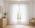 Weiße Leinen-Schleifengardinen, Verdunkelungsvorhänge, Landhaus-Wohnzimmergardine, individuelle Länge