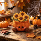Gehäkelter Kürbis-Blumentopf Herbstdeko Schreibtisch Dekoration Halloween Erntedankfest