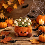 Gehäkelter Kürbis-Blumentopf Herbstdeko Schreibtisch Dekoration Halloween Erntedankfest